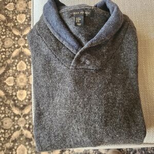 Ethan Pierce Charcoal Gray Lambswool Collared Pullover Mens Medium
